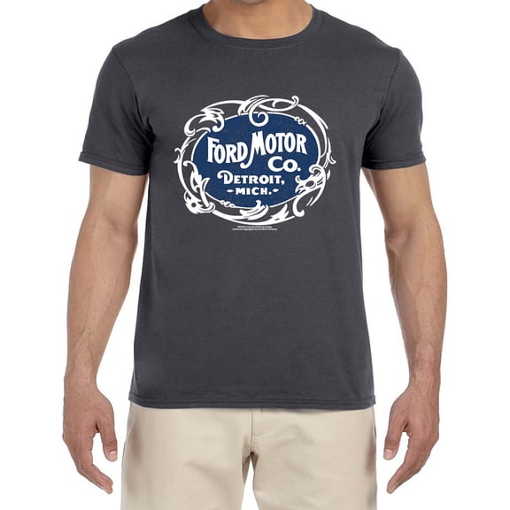 Detroit Ford Motors Sign T-shirt Mens Graphic Tees Short Sleeve Gray