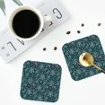 thumbnail image 5 of Fuzoiu Vintage Floral Print Leather Coasters Set,Drink Coasters Set of 6,for Tabletop Protection, Durable PVC Coasters,Home Décor and Housewarming Gift,Square, 5 of 7