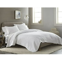 Chezmoi Collection Madrid 2-Piece Herringbone Geometric Pattern Vintage Washed 100% Cotton Quilt Set