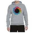 thumbnail image 2 of Wild Bobby, Colorful Tie Dye Sunflower Womens, Streetwear, Unisex Graphic Hoodie Sweatshirt, Heather Grey, 2XL, 2 of 3
