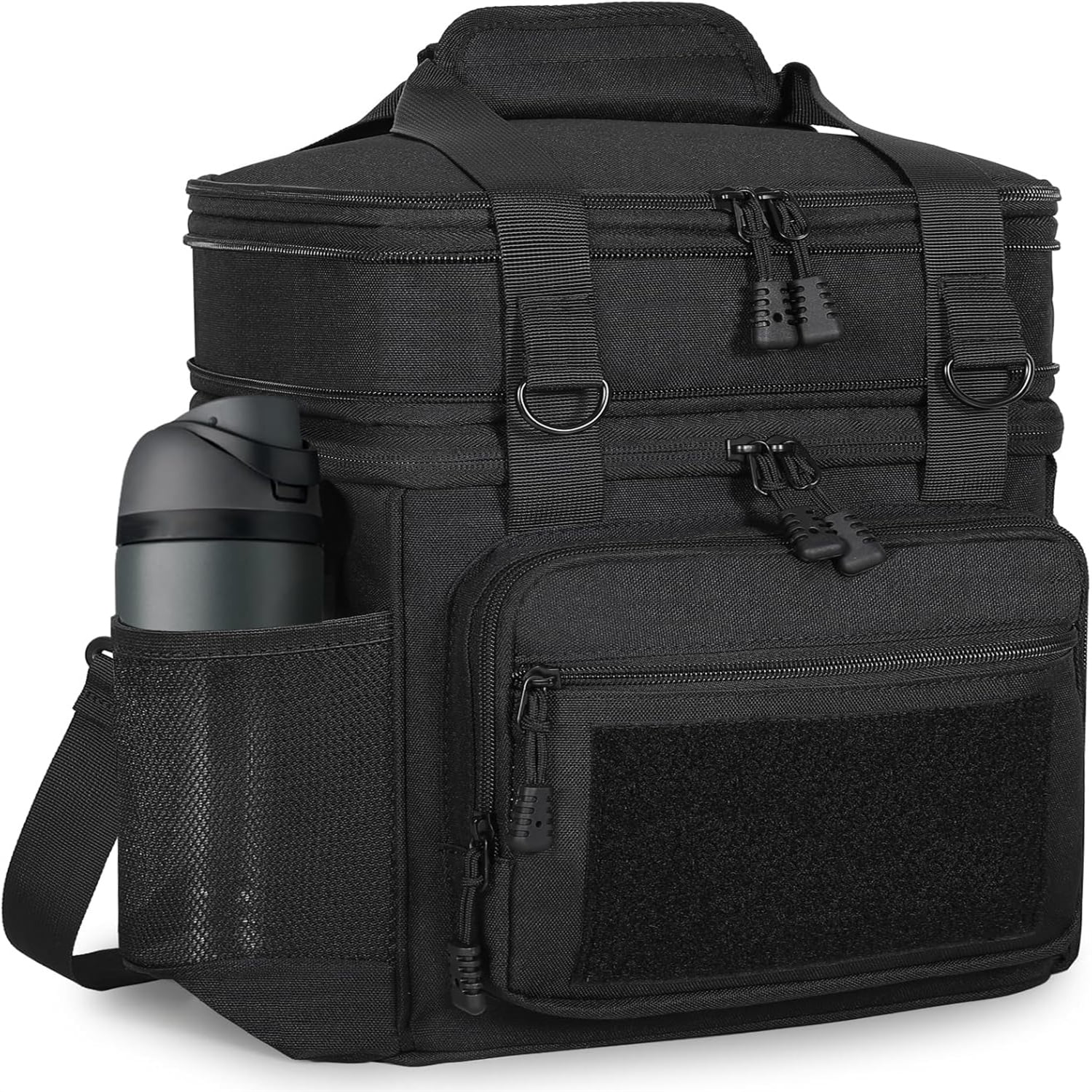 Double Deck Insulated Lunch Box, Expandable XLarge Lunch Bag Leakproof Cooler Bag Lunch Pail for Men Women Adults Work Shifts Travel Daytrip,22L,Black