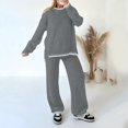 thumbnail image 2 of AOMPMSDX Women Autumn And Winter Fashion Temperament Loose Casual Wide Leg Pants Knitted Sweater Two Piece Suit Grey L, 2 of 6