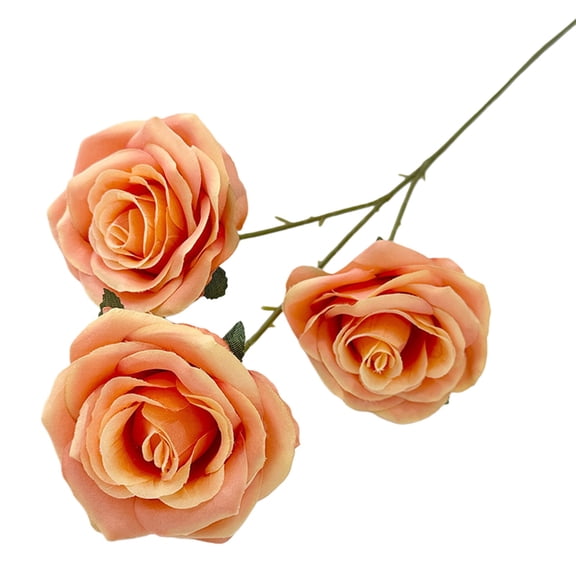 Orange Artificial Rose 20-Inch, Lifelike Faux Rose Bulk for Home Decor, Silk Flowers for Vase Arrangement Wedding Anniversary Valentine's Day Gift, Elegant Romantic Centerpiece(Triple-Head)