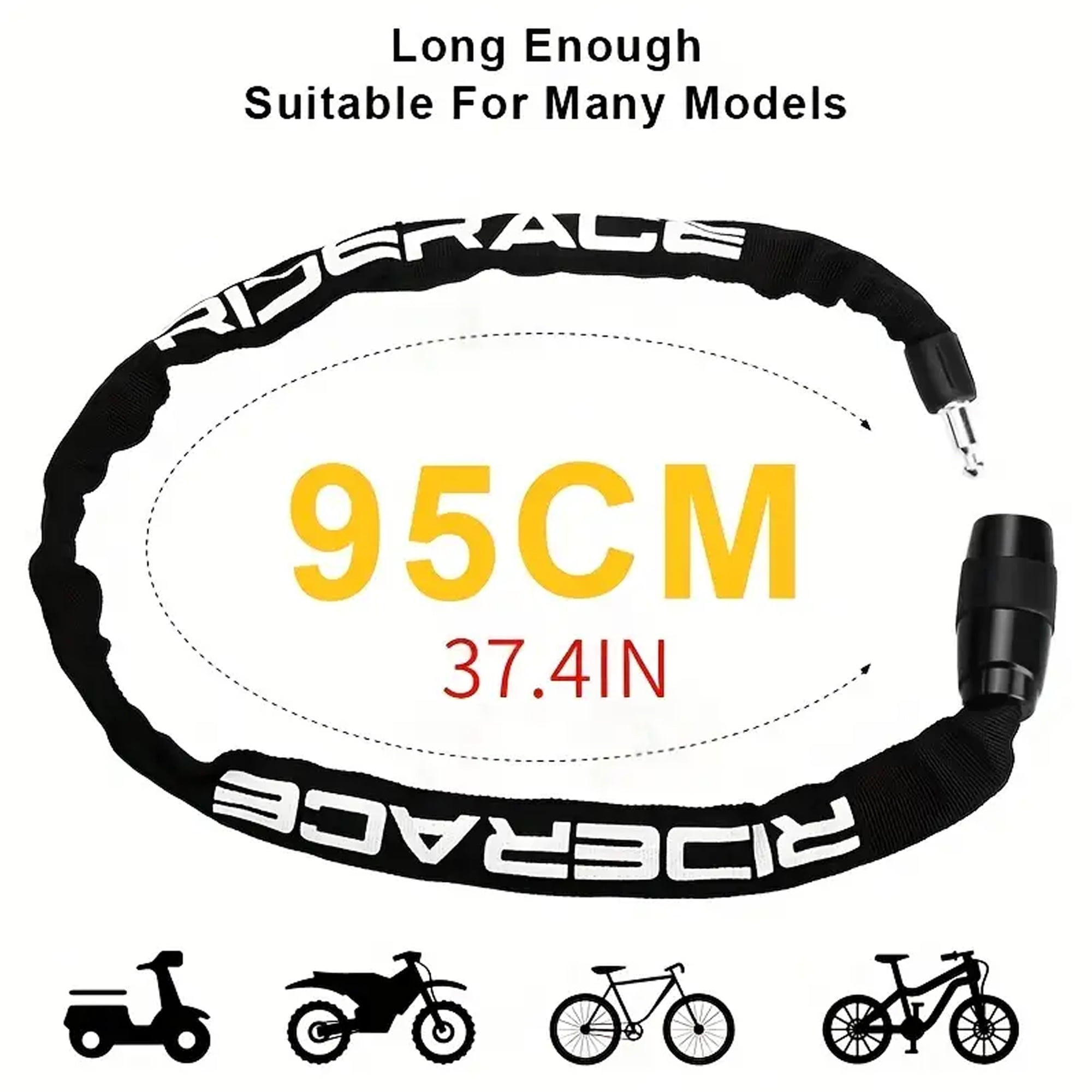 BUCKLOS Heavy-Duty Bicycle Chain Lock, Aluminum Alloy, Mechanical Twist Control, Polished Black Finish, Anti-Theft, Anti-Skid, Anti-Hydraulic Shear for Motorcycles, Scooters, Electric Bikes​