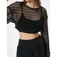 thumbnail image 3 of Mesh Crop T-Shirt Long Wide Sleeve Crew Neck, 3 of 6
