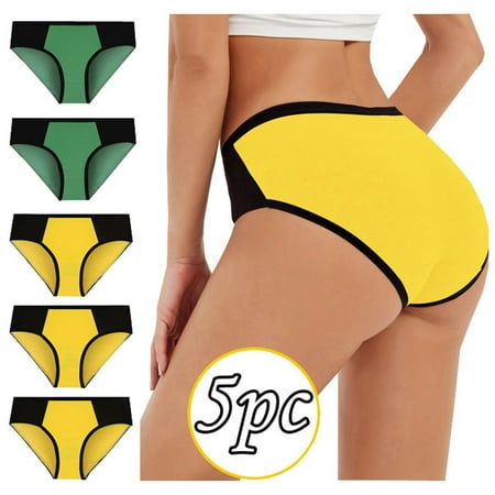 

Uorcsa Silky 5PC Solid Patchwork Briefs Panties Underwear Bikini Underpants Multicolor