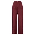 thumbnail image 3 of Women'S Corduroy Wide Leg Pants with Patch Pockets Casual Slim Fit Elastic Waist Trousers Wine Red XXL, 3 of 8