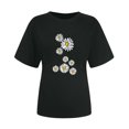 thumbnail image 3 of Hauts Mignons pour Femmes Été Col Rond Manches Courtes Décontracté Imprimé Floral T-Shirts Coupe Ample Blouses Tuniques Cadeaux, 3 of 4