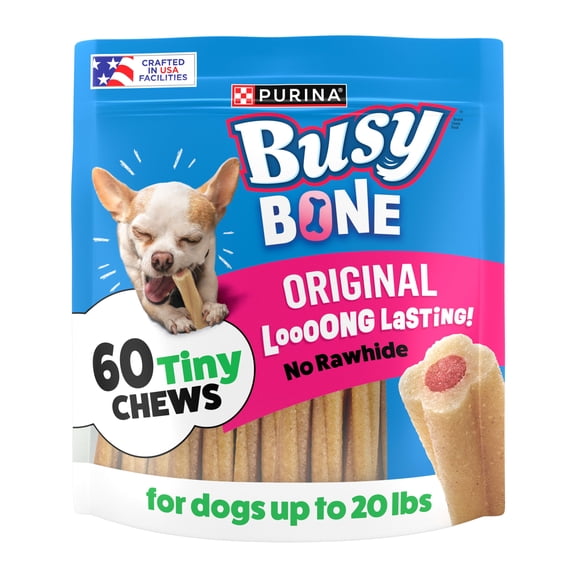 Purina Busy Bone Tiny Dog Chew Bones With Middle Made With Pork Dog Treats for Small Dogs, 35.4 oz.