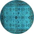 thumbnail image 1 of Ahgly Company Indoor Round Oriental Turquoise Blue Industrial Area Rugs, 5' Round, 1 of 4