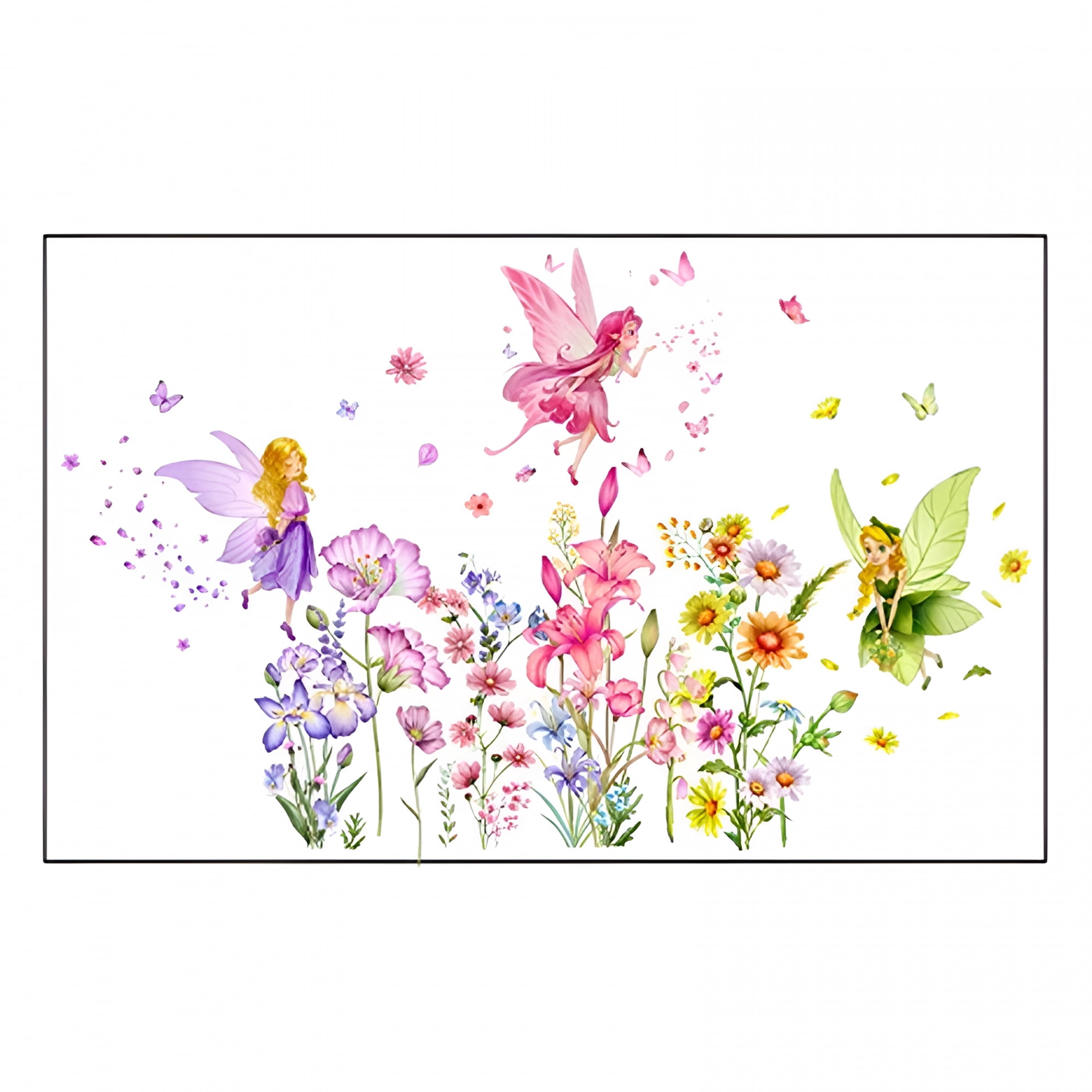 CCOCC 2026 New Flower Fairy Wall Stickers Butterfly Girl Wall Decals Removable Vinyl Wall Art Sticker for Girls Baby Nursery Kids Bedroom Livingroom Wall Decor Mural Wall Stickers for Girls Room