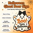 thumbnail image 2 of Wood Ghost Door Hanger with Bow - Halloween Porch Hanging Sign - Fall Wall Decor for Home Entryway Mantel Window - Cute Ghost Decoration with Jute Rope - 1 Pack, 2 of 6