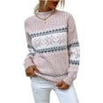 thumbnail image 2 of Christmas Knit Sweater Women's Turtleneck Snowflake Pullover for Fall and Winter, Festive and Warm, Ideal as Christmas Sweaters for Women and Christmas Gifts,Pink,Size L, 2 of 5