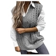 thumbnail image 1 of Haut Sans Manches Tricoté Col en V Style Rétro pour Femmes, 1 of 4