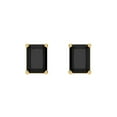 thumbnail image 3 of 1 Ct Emerald Cut Studs Black Natural Onyx 14K Yellow Solid Solid Gold Everyday Dainty Earrings Screw Back, 3 of 7
