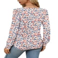 thumbnail image 5 of LEEYNEER Womens Blouses Floral Printed Pleated Short Sleeve Tunic Tops for Women Dressy Casual Summer Shirts, 5 of 6