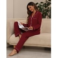 thumbnail image 2 of Conjunto de pijama ZMJ rojo para mujer camisa de manga larga y pantalones S, 2 of 9