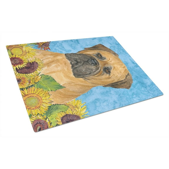 Caroline's Treasures Bullmastiff Glass Cutting Board Large