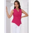 thumbnail image 4 of DARING DIVA Women's Sleeveless Lapel Asymmetrical Elegant Shirts XS Hot Pink, 4 of 6