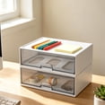 thumbnail image 4 of Clear Desktop Drawer Organizer, 8.07 x 5.63 x 2.28 inches Plastic Stationery Storage Box for Office and Vanity, Single Drawer, 4 of 6
