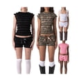 thumbnail image 3 of Gupgi Summer Women Slim Shorts Solid Color/Camouflage Frills Bowknot Short Pants Casual Shorts, 3 of 9