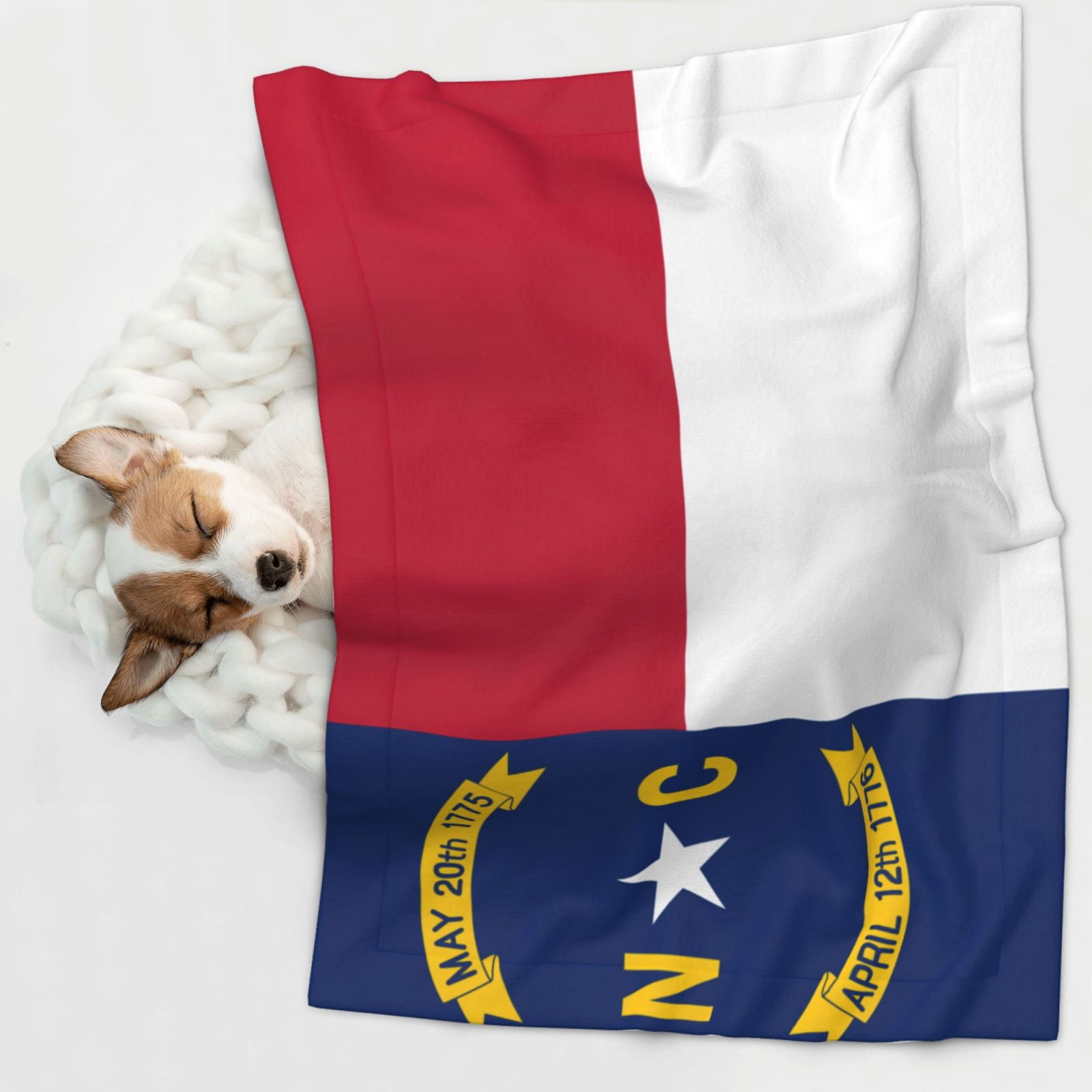 Flannel Throw Dog Blanket North Carolina Flag Soft Warm Print Pet Blankets for Small Dog Cat Puppy