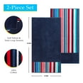 thumbnail image 3 of BNM Striped Cotton Beach Towel Set of 2, 34" x 64", Navy Blue/ Red, 3 of 11