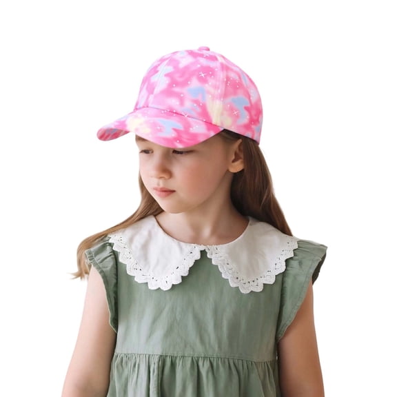 Krdevn Kids' Baseball Cap, Colorful Tie-Dye Sun Hat, Breathable Summer Adjustable Outdoor Trucker Cap for Girls,2-7 Years