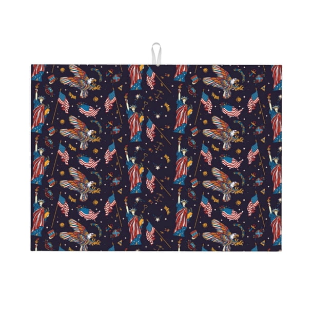 Fotbe Statue Of Liberty Eagle Alfombrilla de Secado para Cocina con Estampado, 18x24 Pulgadas