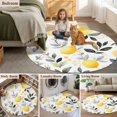thumbnail image 6 of Summer Watercolor Round Area&nbsp;Rug 5ft Lemon Slice Eucalyptus Leaf Fruit Non-Slip&nbsp;Washable Circle Rugs Soft Felt Indoor Floor Mat for Bedroom Kitchen Living Room Bathroom, 6 of 9