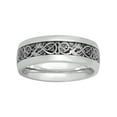 thumbnail image 3 of Men's Stainless Steel 8MM Black IP Filigree Wedding Band - Mens Ring, 3 of 4