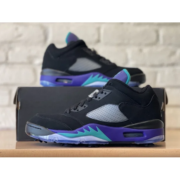 Ni - ke Ni - ke Air Jordan Retro V 5 Low Golf Shoe Black Grape Spike Mens Size 8 CU4523-001