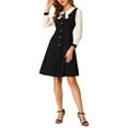 thumbnail image 5 of Allegra K Women's Contrast Collar Long Sleeves A-Line Button Decor Short Dress, 5 of 6
