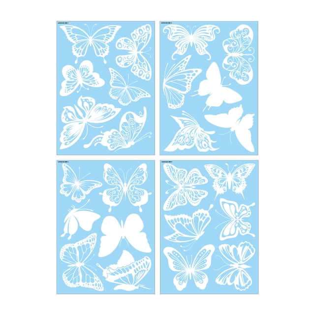 Graflsoa 2022 New Anti-Bird Collision Window Decals - Butterfly Design (4 Sheets, 24pcs) for Glass Doors & Windows, Reflective & Removable, Easy Application, PVC Electrostatic Film, Home & Office