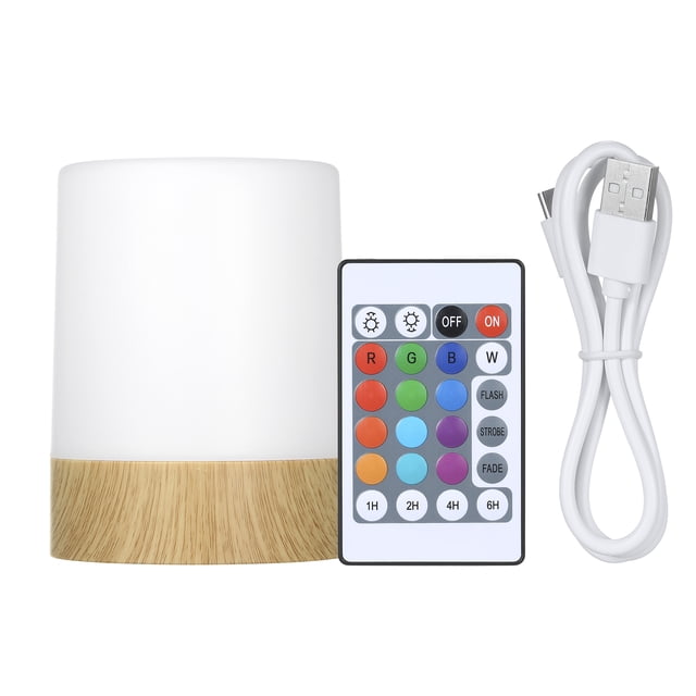 Led Night Light Touch Control Remoto 16 Colores Tres Modos Base de Grano de Madera Irfora Luz de noche