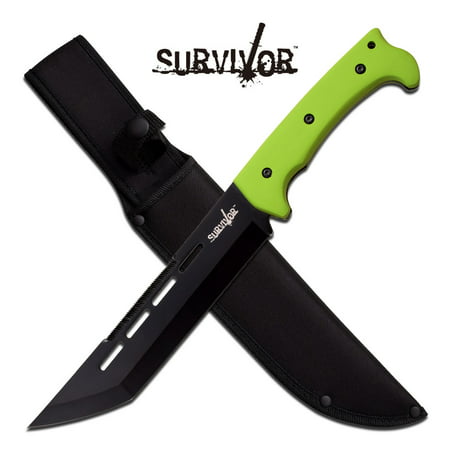 FIXED-BLADE SURVIVAL KNIFE | Zombie Green Black Tanto Blade Full Tang