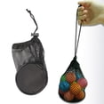 thumbnail image 4 of Bolsa de red negra para pelotas de golf, con cierre de cordón, para tenis y deportes. Capacidad 12 bolas, 4 of 9