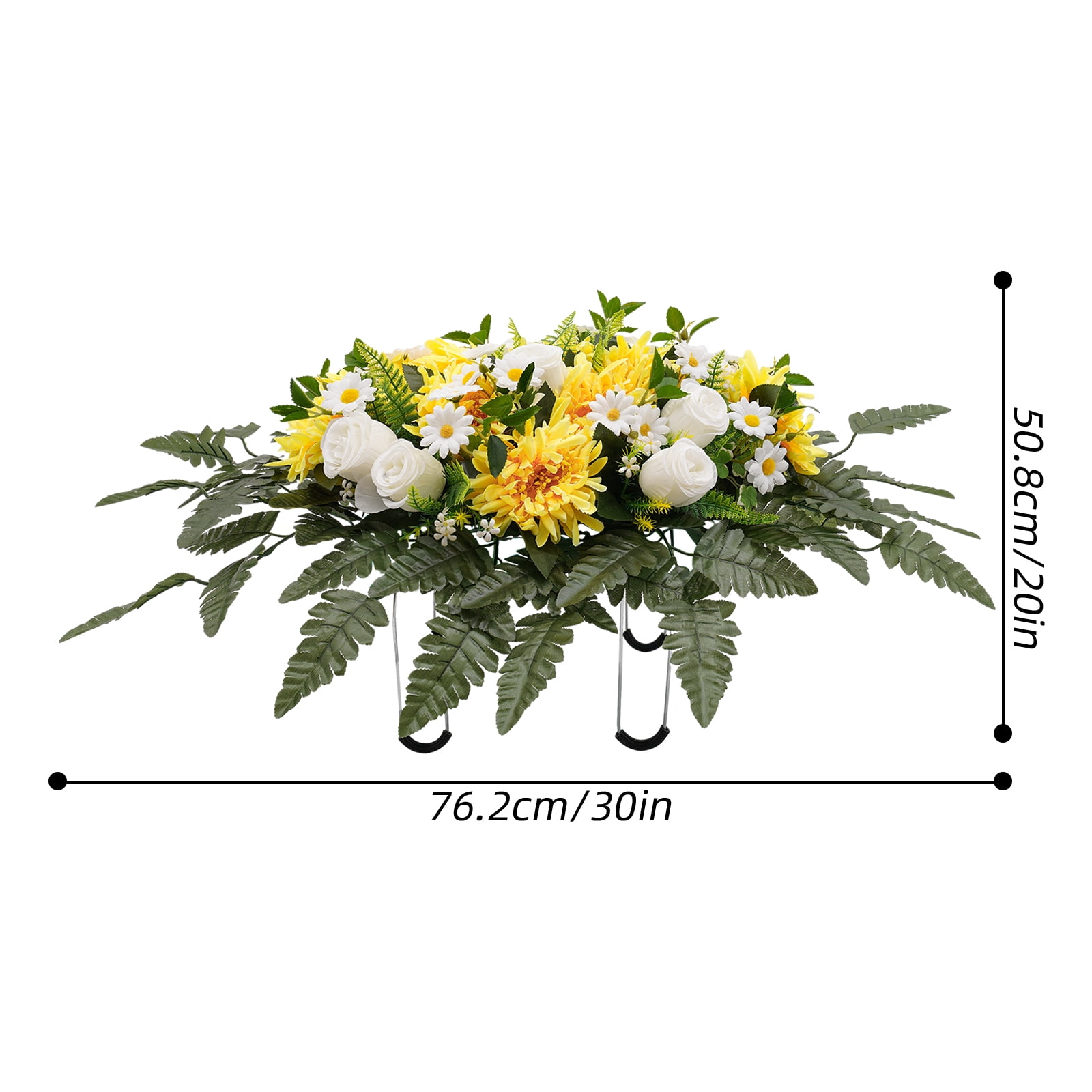 30*20" Outdoor Grave Artificial Flowers, Flower Bud Yellow Chrysanthemum Headstone Decor