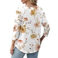 thumbnail image 4 of Jsaierl Women's 3/4 Sleeve Tops Summer Round Neck Shirts Trendy Graphic Petite Pleated Blouses Flowy Dressy Tunic Top S-2XL, 4 of 7