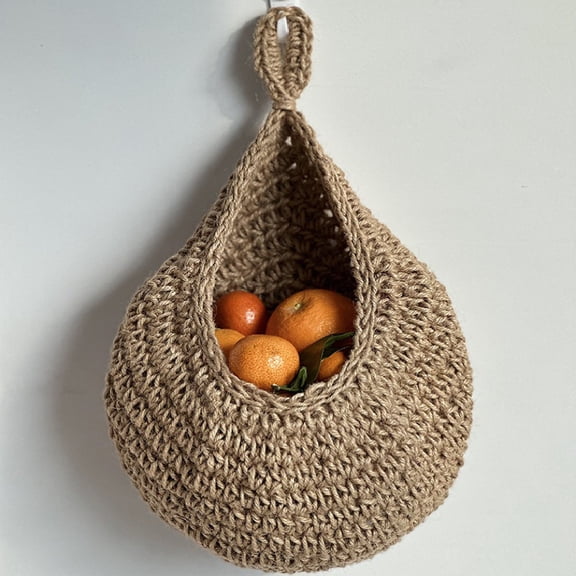 Food Storage Hanging Wall Vegetable Fruit Teardrop Design Kitchen Organizer Bohemian Handwoven Wall Mount Storage Solution for Fresh Produce