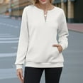thumbnail image 5 of Women's 1/4 Zip Pullover Sweatshirt with Pocket Solid Color Loose Crewneck Quarter Zipper Fall Winter Tops (XL, White), 5 of 6