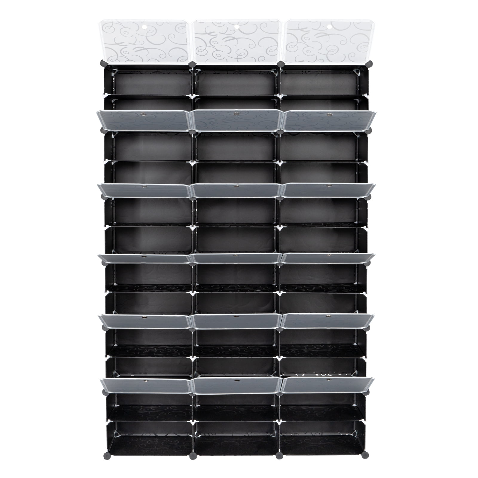 12-Tier Portable 72 Pair Shoe Rack Organizer, 36 Grids Expandable Tower Shelf Storage Cabinet for Heels, Boots, Slippers - Black