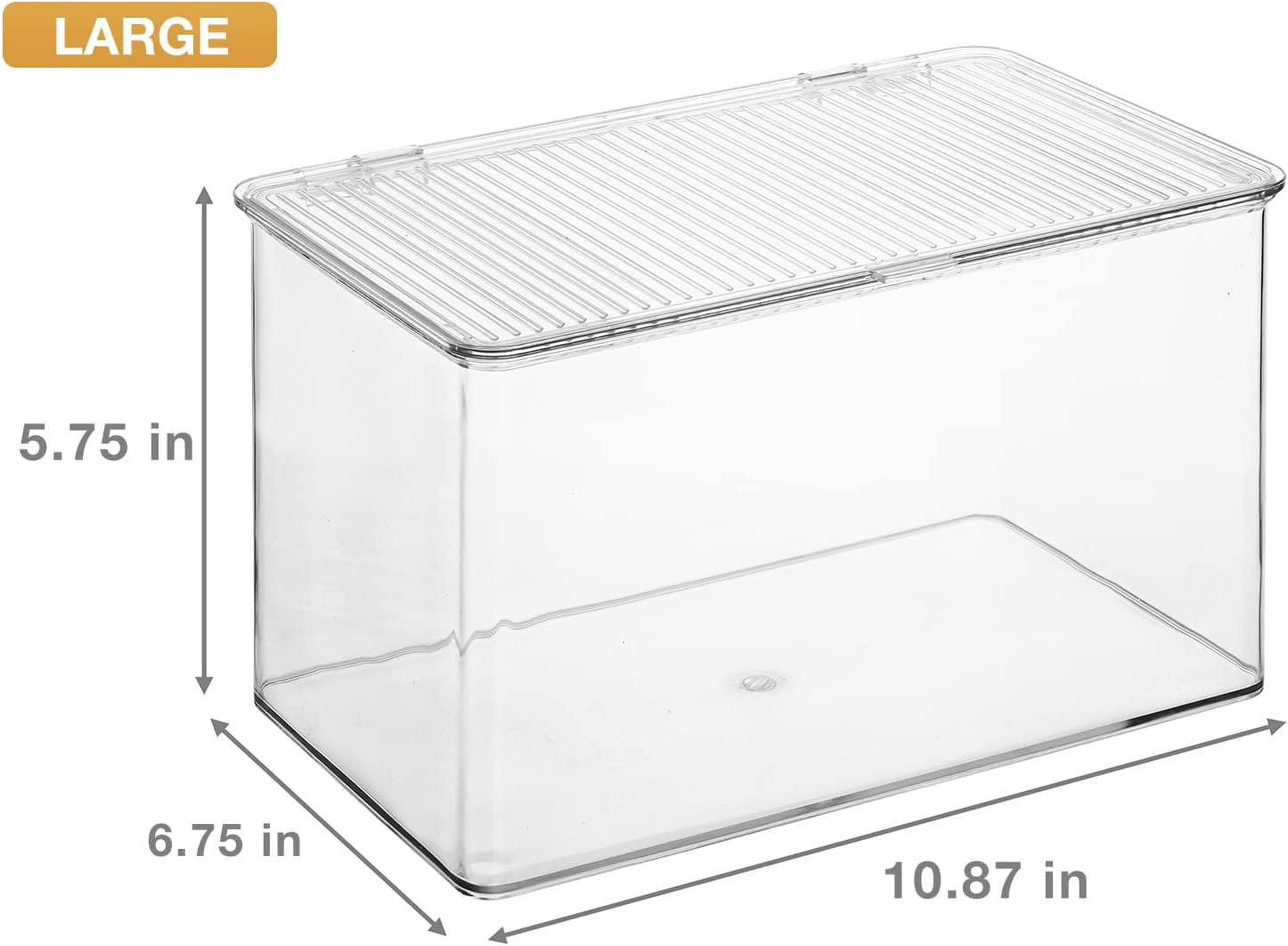 Sorbus Organizer Bins with Attached lids | Kitchen Pantry Organization Storage Bins, Small Clear Storage Box for Fridge | Food Storage Containers for Organizing, Cabinet Organizers (2-Pack, Large)