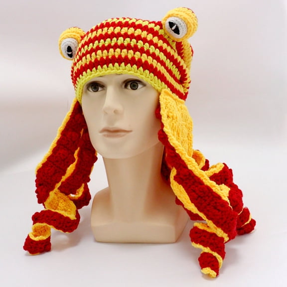 XMMSWDLA Knitted Hat Deals Clearance Knitted Hat Men And Women Squid Shape Crochet Yarn Funny Autumn And Winter Hat Warm Knitted Headgear