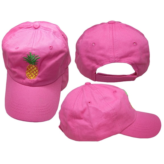 Pineapple Hot Pink 100% Cotton Embroidered Hat Cap