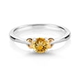 thumbnail image 2 of Gem Stone King 925 Sterling Silver and 10K Yellow Gold Yellow Citrine Solitaire Engagement Ring for Women (0.45 Cttw, Round 5MM, Gemstone November Birthstone, Size 7), 2 of 4
