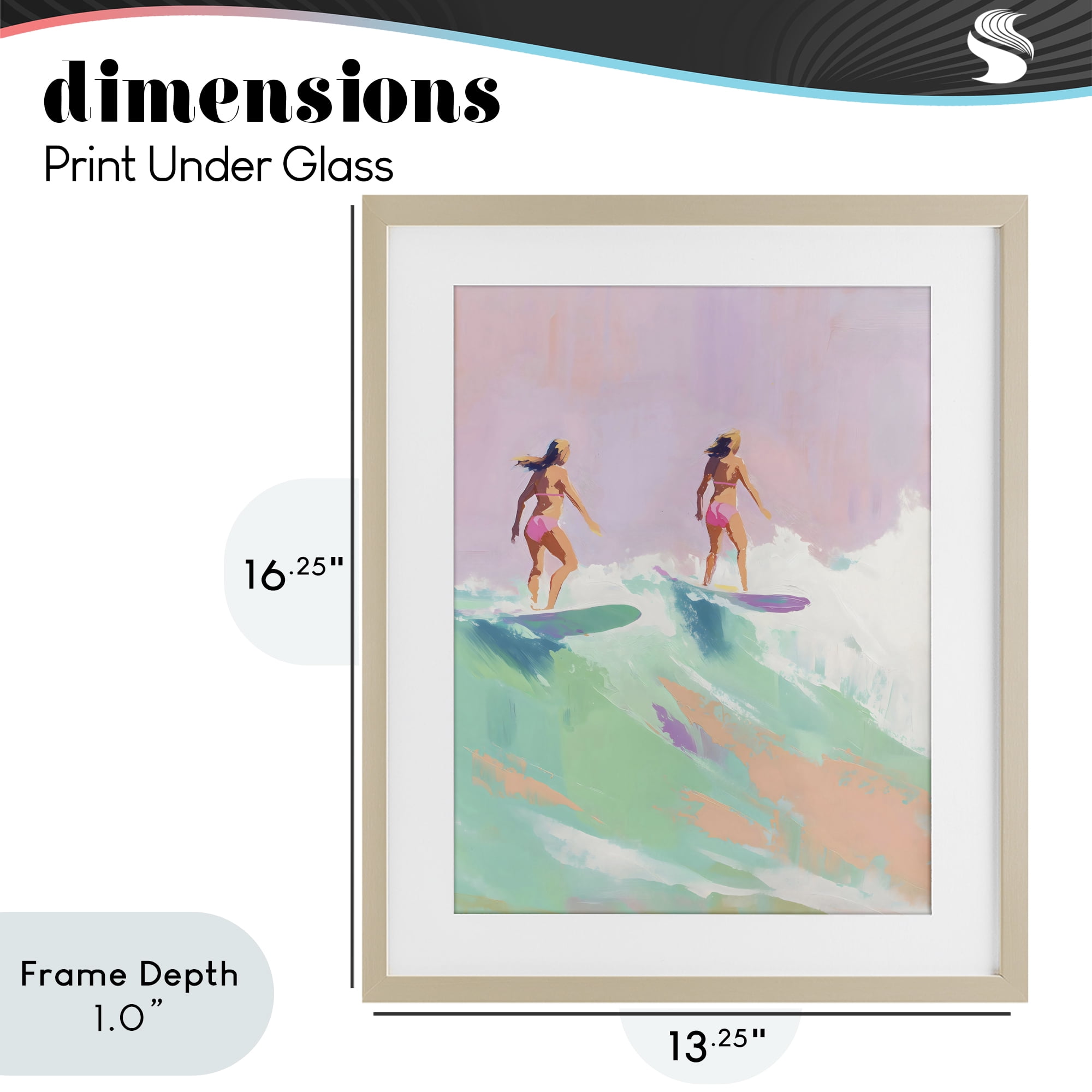 Stupell Industries Two Surfing Girls on Wave Birch Framed Print Under Glass, design by The Prints Vibe
