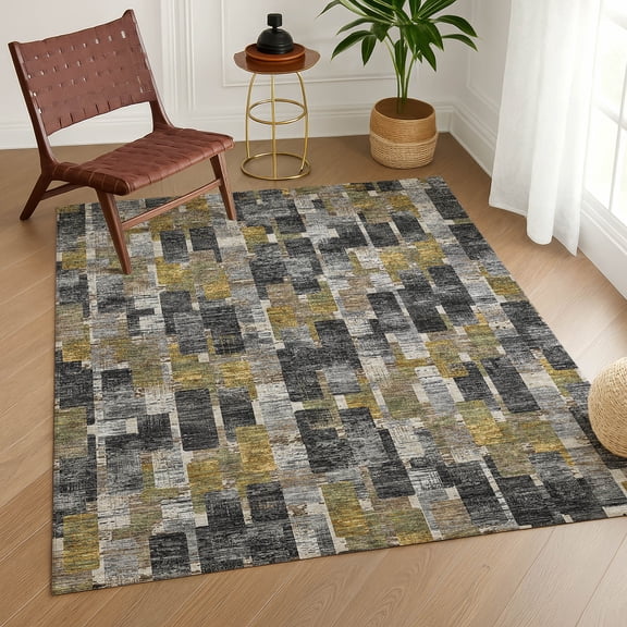 Addison Rugs Chantille Indoor/Outdoor Contemporary Geometric Black Machine Washable Rectangle Rug, 10' x 14'