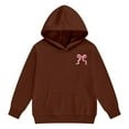 thumbnail image 4 of ZHOGXU Big Boys Girls Outfits 2 Piece Long Sleeve Bow Print Pocket Hoodies And Joggers Fashion Comfortable Sets For Casual Wear And Outdoor Activities Brown 10-11 Years, 4 of 6