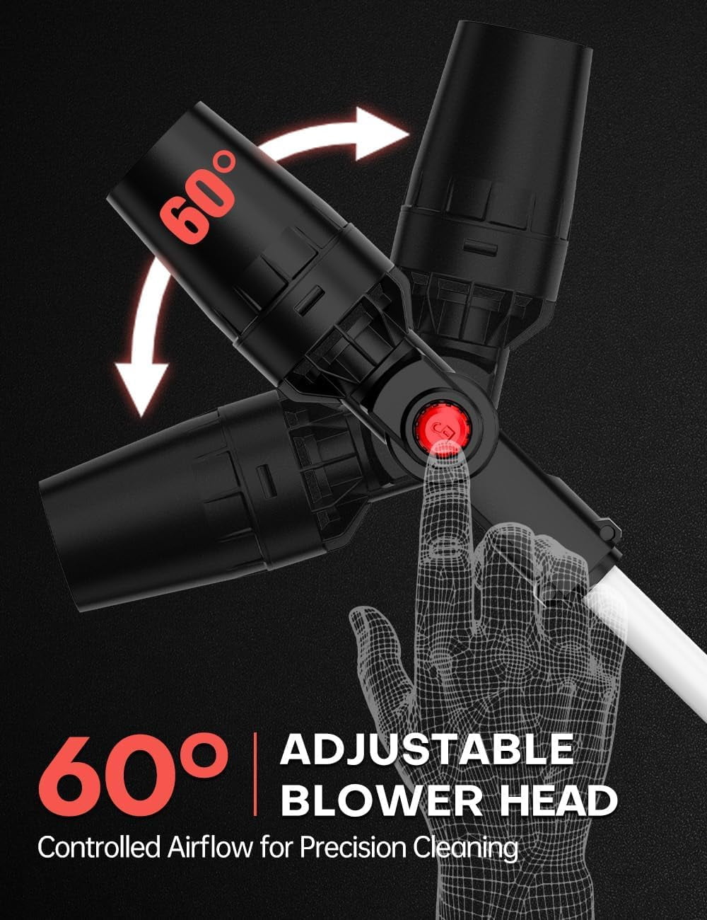 650 CFM 280 MPH Cordless Leaf Blower, 31000 RPM Brushless Motor, 60° Adjustable Head, Telescopic Pole up to 36 Inches, 3-Speed, Lock-On Switch, for Milwaukee M18 Battery (Bare Tool）